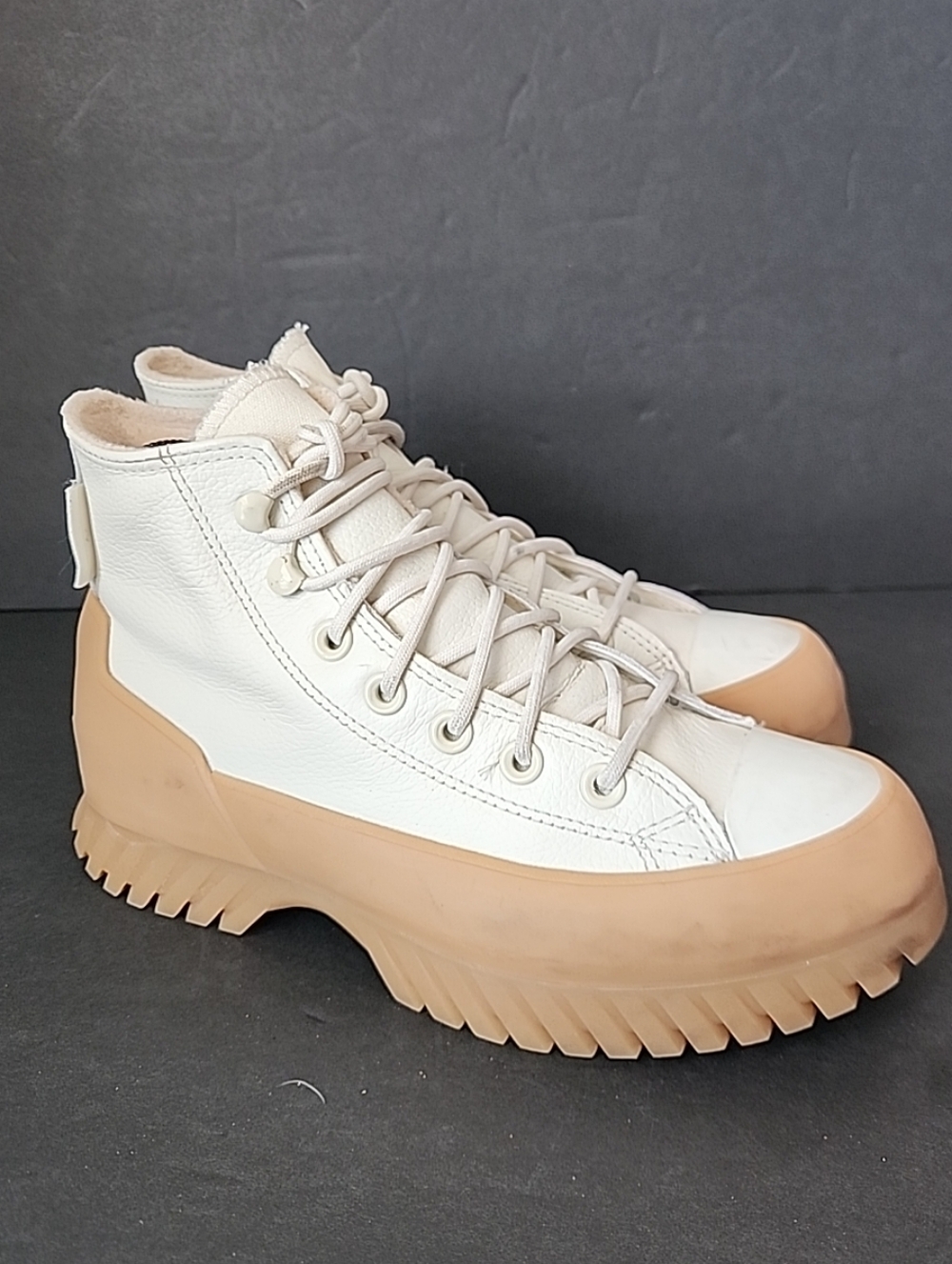 Converse Women's High-Top Platform Boots in Cream and Tan - Picture 3 of 8